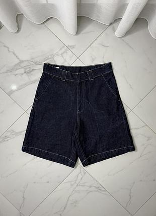 Джинсові шорти бермуди zara dnwr з контрастною строчкою (карпентери / y2k)