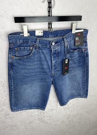Чоловічі шорти levi’s premium 501 original fit lightweight 9" 365120269 — синій колір, класичний крій, посадка по талії, до коліна, легкі. оригінал.