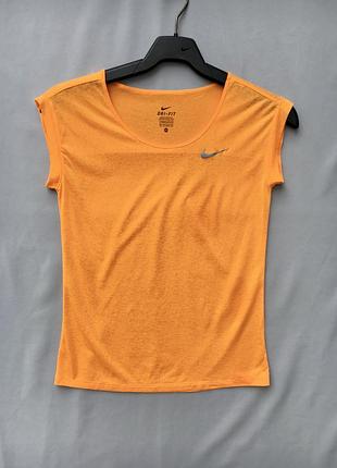 Ультралегка футболка nike dri-fit cool breeze xs жіноча помаранчева