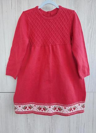 Красное трикотажное платье mothercare для девочки 12-18м