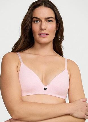 Бюстгальтер victoria's secret (7511439126929) cotton logo hardware lightly lined 70b розовый