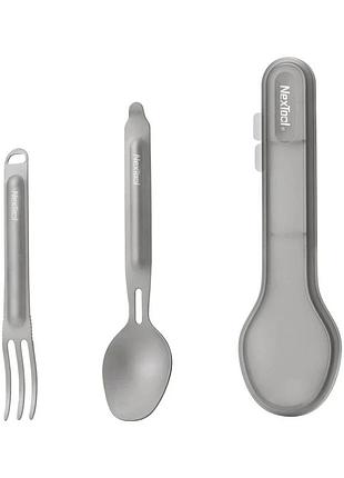 Туристичний набір ложка-виделка nextool titanium tableware set, титан