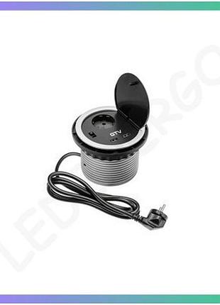 Подовжувач gtv charger врізний 1 розетка schuko 2 порти usb 5v 2a кабель 1,5м для офісу sku_ae-bpw1s2uch-80