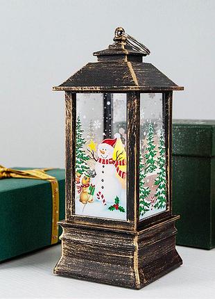 Музыкальный металлический новогодний фонарик-светильник h=28 см