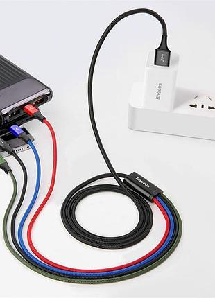 Кабель combo на 4 девайса baseus fast 4-in-1 cable (lightning+type-c(2)+micro) 3.5a (1.2m) 2