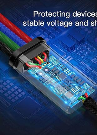 Кабель combo на 4 девайса baseus fast 4-in-1 cable (lightning+type-c(2)+micro) 3.5a (1.2m) 10