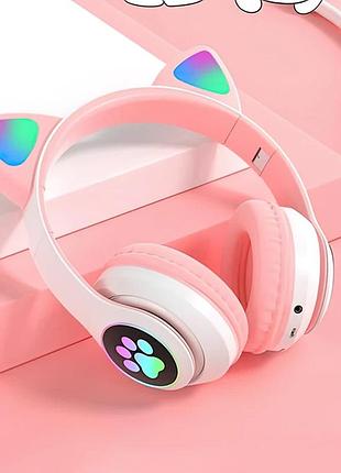 Беспроводные наушники cat stn-28 / гарнитура с микрофоном fm радио bluetooth розовый