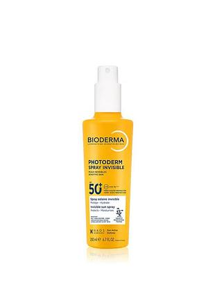 Сонцезахисний спрей bioderma photoderm spray invisible spf30 200 ml для тіла та волосся 200 мл