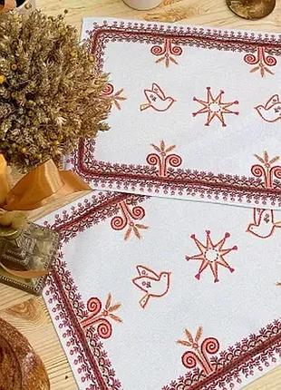 Серветки на стіл, 2шт зірка та пташки