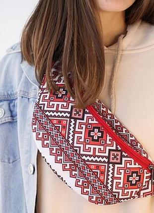 Сумка бананка bumbag орнамент червоний