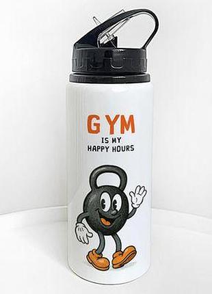 Пляшка для води з трубочкою gym is my happy hours