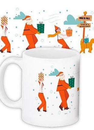 Чашка з принтом santa's workshop