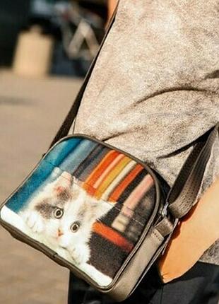 Сумка дитяча junior girl милий котик, темно-cіра