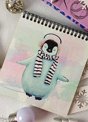 Блокнот sketchbook (квадрат.) пінгвін у шарфику