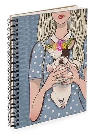 Блокнот sketchbook (прямокут.) дівчина і мопс