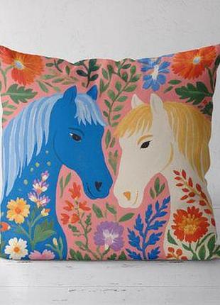 Подушка декоративна (soft) 45x45 см сім'я коней