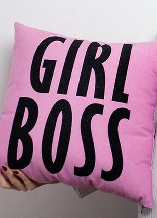 Подушка для дивану (оксамит) 45х45 см girl boss