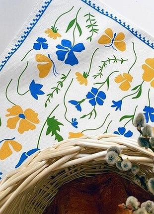 Серветка велика на стіл, для кошика, пікніка квіти та метелики
