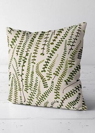Подушка декоративна (soft) 45x45 см гілочки з листочками