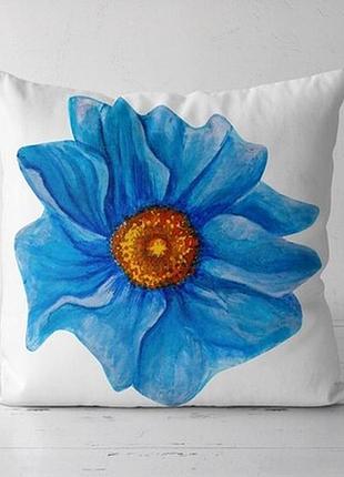 Подушка декоративна (soft) 45x45 см яскрава блакитна квітка
