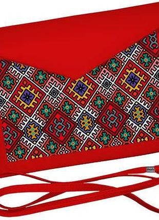 Клатч конверт український орнамент червоний