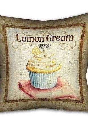 Подушка з принтом 40х40 см lemon cream