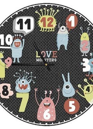 Годинник настінний круглий, 36 см love monsters