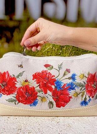 Косметичка дорожня жіноча lovely маки і волошки