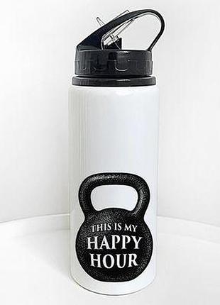 Пляшка для води з трубочкою this is my happy hour