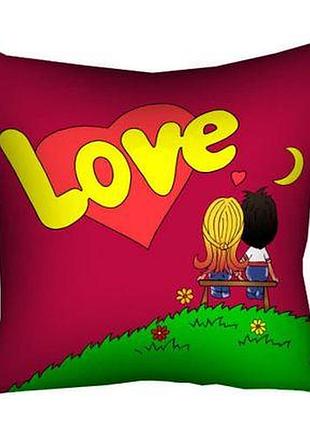 Подушка з принтом 40х40 см love is (червона)