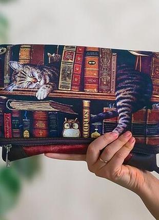 Сумка на плече жіноча pretty кіт в книгах