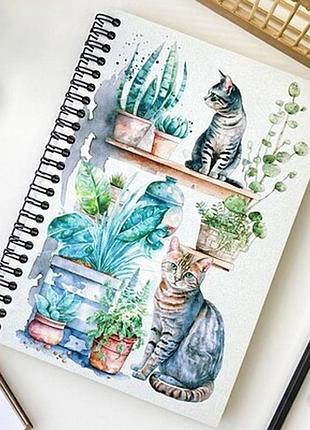 Блокнот sketchbook (прямокут.) котики і вазони