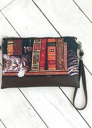 Клатч через плече кіт в книгах