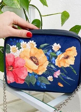 Сумка на ланцюжку cherie яскраві різнокольорові квіти