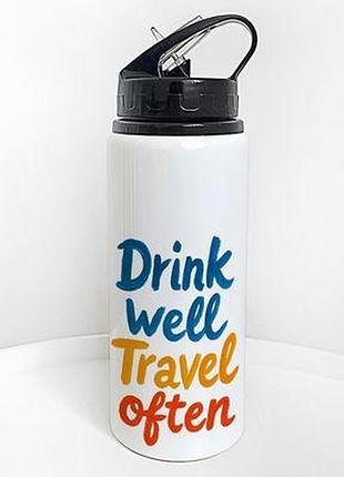 Пляшка для води з трубочкою drink well. travel often