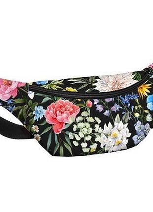 Сумка бананка bumbag букет з півоніями