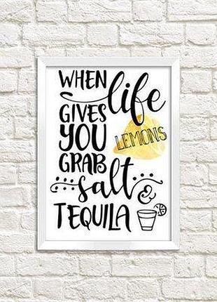 Постер в рамці a5 when life dives you grab salt tequila
