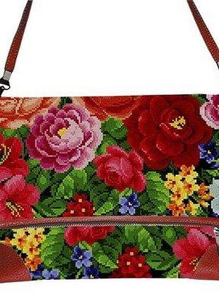 Сумка жіноча на плече pretty квіти. вишивка (стилізація)