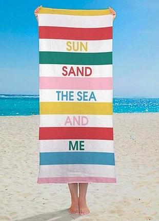 Рушник великий великий з принтом sun sand the sea and me, 150х70 см
