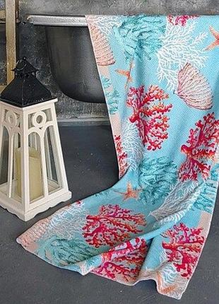 Рушник пляжний великий з принтом корали, 150х70 см