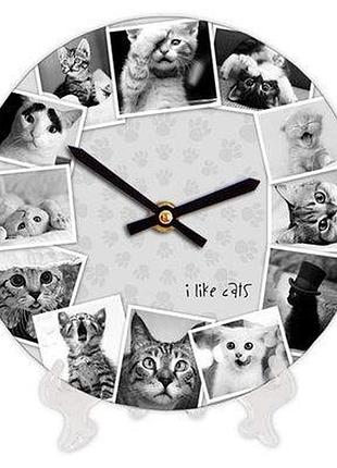 Годинник настінний круглий, 18 см i like cats