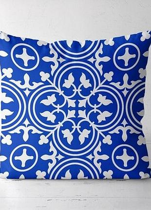 Подушка декоративна (soft) 45x45 см візерунок на синьому тлі