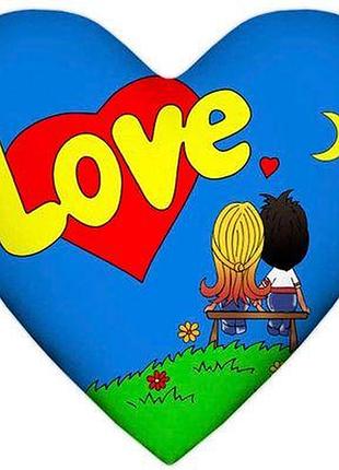 Подушка серце love, синя