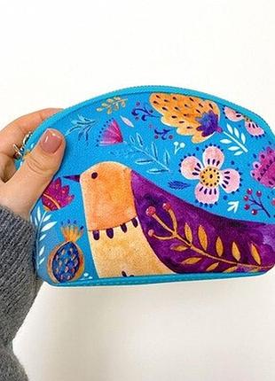 Маленька жіноча сумочка coquette пташка на блакитному фоні