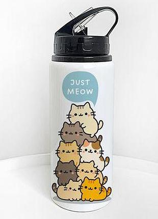 Пляшка для води з трубочкою just meow
