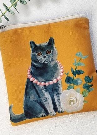 Косметичка квадратна basic кішка в намисті