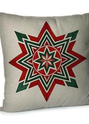 Подушка для дивану (оксамит) 45х45 см різдвяна зірка