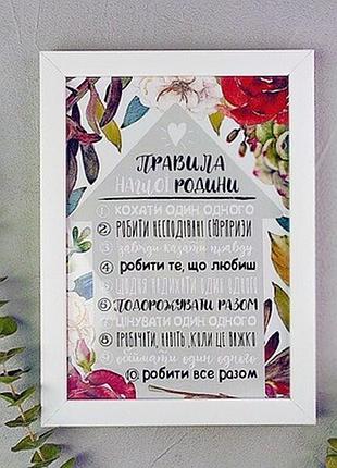 Постер у рамці a3 правила нашої родини