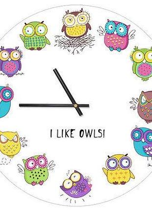 Годинник настінний круглий, 36 см i like owls!
