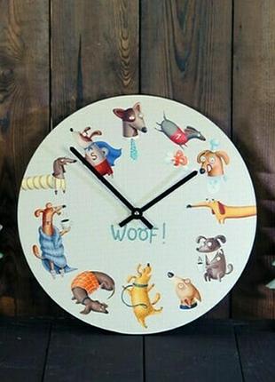 Годинник настінний круглий, 36 см dogs woof!